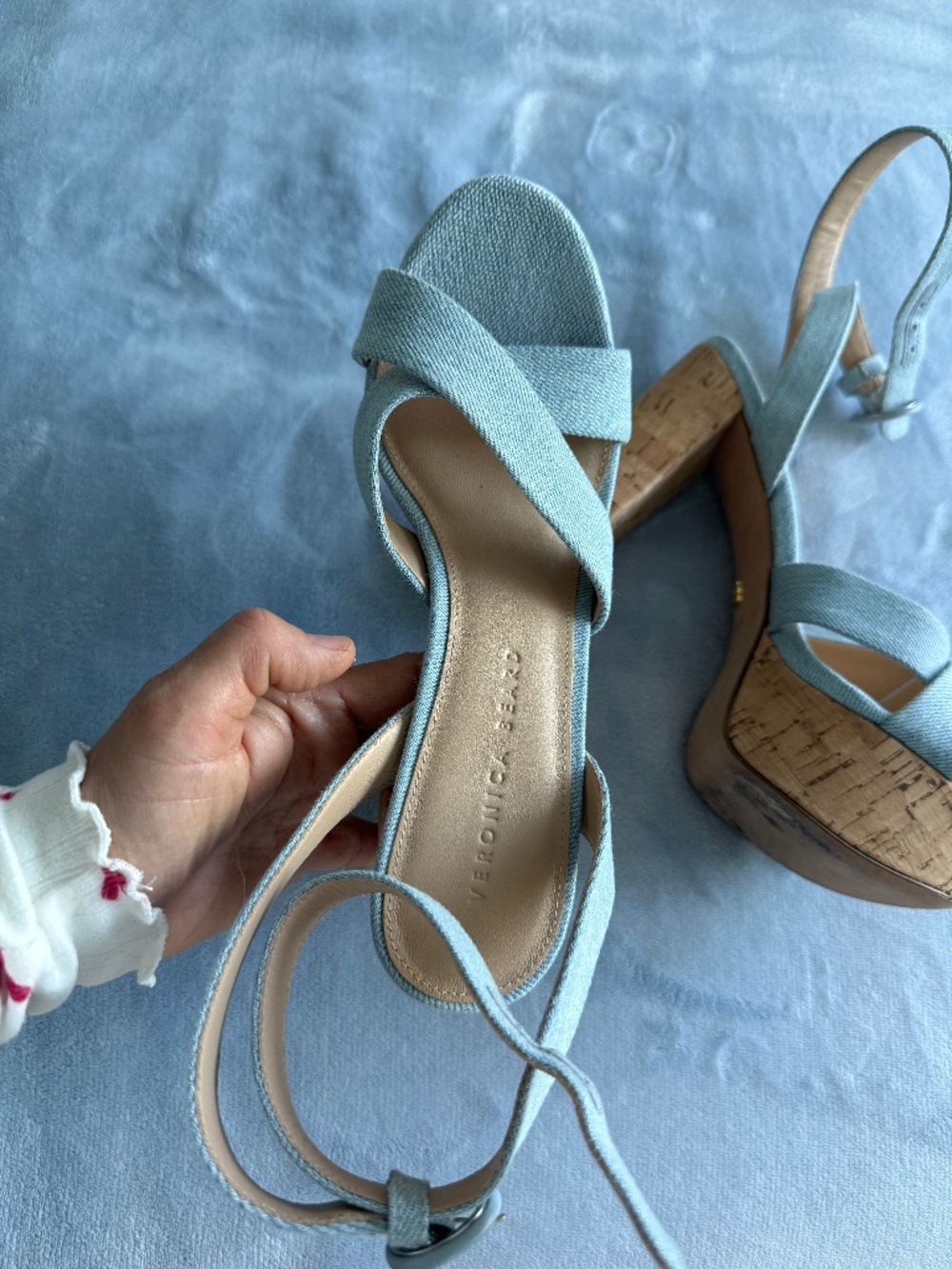 Veronica Beard platform denim sandals